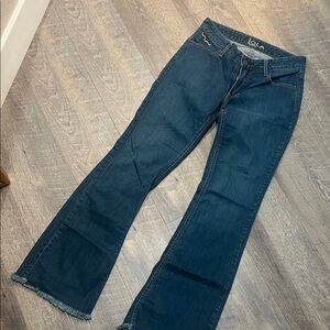 Kimes Womens Dark Blue Flare Jeans